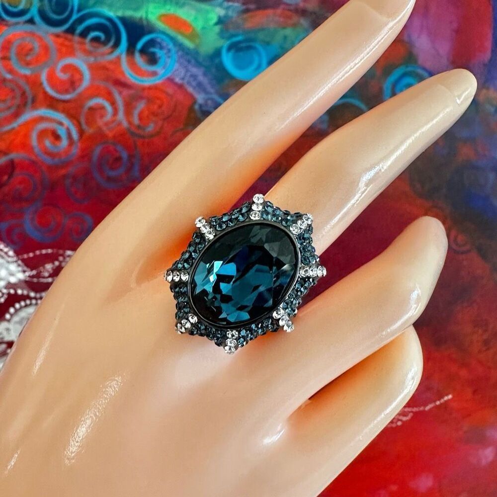 Akkad Bold Blue Crystal Statement Ring